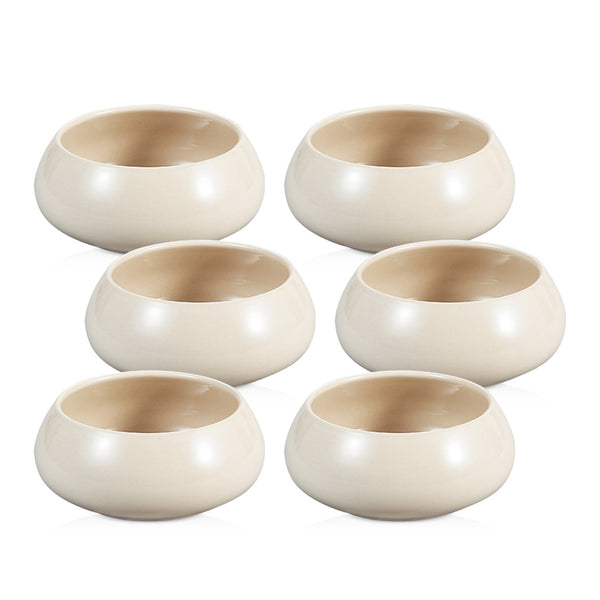 Trendy chubby porseleinen kommen beige set van 6 - 14 cm - voor soep en snacks