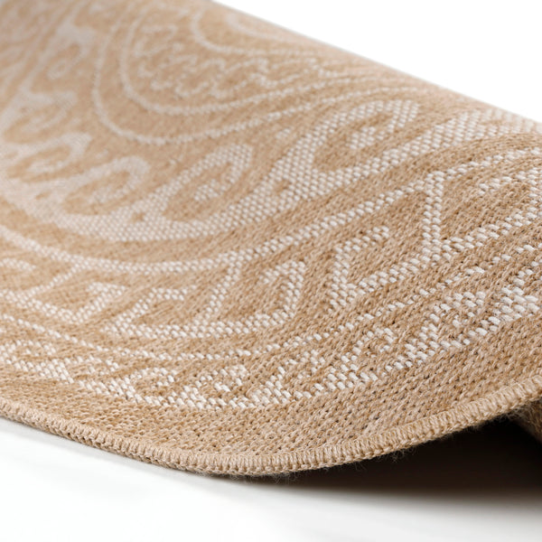 Rond Vloerkleed COMILLA 0887 Beige – Jute Look (Indoor & Outdoor) – detailfoto 2