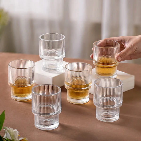 Ribbel Glazen Laag – 190 ml (Set van 6) – detailfoto 2