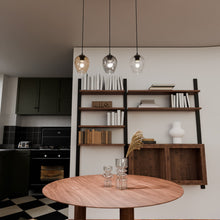 ISTAR 3-Lichts Langwerpige Hanglamp – Zwart Staal met Gemengde Glazen Kappen Eettafelmodel
