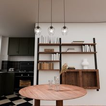 ISTAR 3-Lichts Langwerpige Hanglamp – Zwart Staal met Transparante Glazen Kappen Eettafelmodel