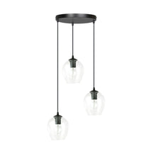 ISTAR 3-Lichts Hanglamp – Zwart Staal met Transparante Glazen Kappen