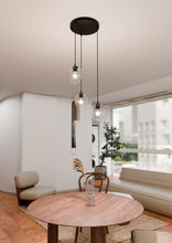 ISTAR 3-Lichts Hanglamp – Zwart Staal met Transparante Glazen Kappen