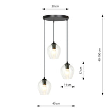 ISTAR 3-Lichts Hanglamp – Zwart Staal met Transparante Glazen Kappen