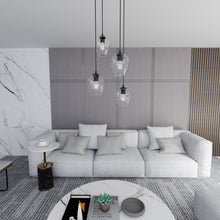 ISTAR 4-Lichts Hanglamp – Zwart Staal met Transparante Glazen Kappen