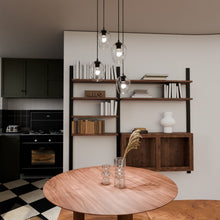 ISTAR 4-Lichts Hanglamp – Zwart Staal met Transparante Glazen Kappen
