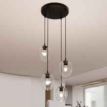 ISTAR 4-Lichts Hanglamp – Zwart Staal met Transparante Glazen Kappen