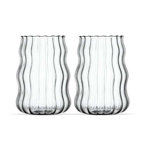 Linea Wave Glazen – 2-delig – 530 ml – Borosilicaatglas – Hittebestendig