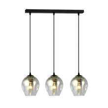 ISTAR 3-Lichts Langwerpige Hanglamp – Zwart Staal met Smoke Glazen Kappen Eettafelmodel
