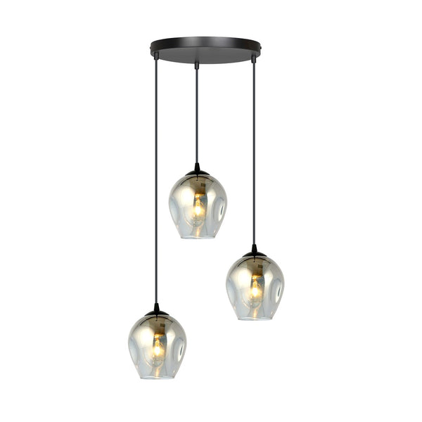 ISTAR 3-Lichts Hanglamp – Zwart Staal met Smoke Glazen Kappen