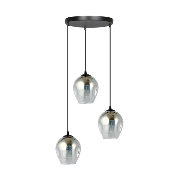 ISTAR 3-Lichts Hanglamp – Zwart Staal met Smoke Glazen Kappen