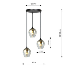 ISTAR 3-Lichts Hanglamp – Zwart Staal met Smoke Glazen Kappen