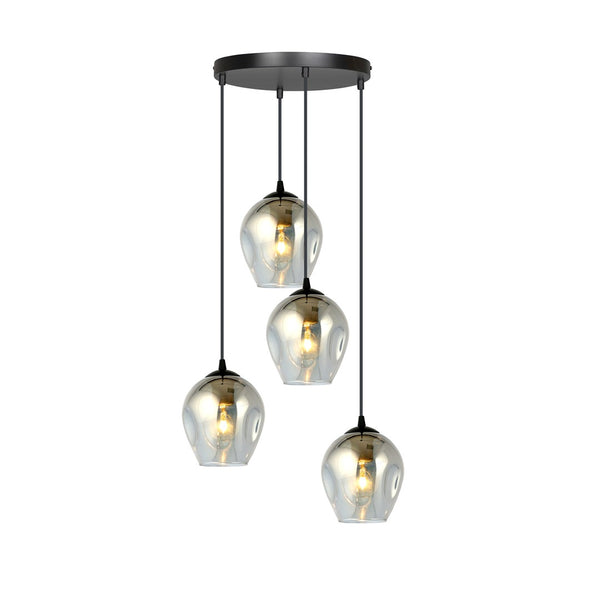 ISTAR 4-Lichts Hanglamp – Zwart Staal met Smoke Glazen Kappen