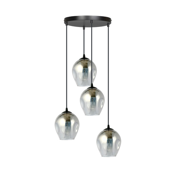 ISTAR 4-Lichts Hanglamp – Zwart Staal met Smoke Glazen Kappen