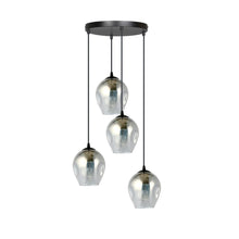 ISTAR 4-Lichts Hanglamp – Zwart Staal met Smoke Glazen Kappen