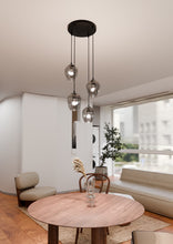 ISTAR 4-Lichts Hanglamp – Zwart Staal met Smoke Glazen Kappen