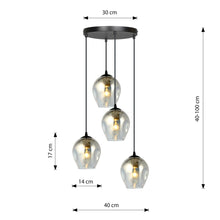 ISTAR 4-Lichts Hanglamp – Zwart Staal met Smoke Glazen Kappen
