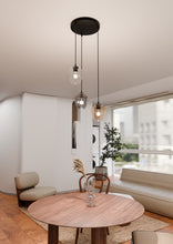 ISTAR 3-Lichts Hanglamp – Zwart Staal met Mix Glazen Kappen