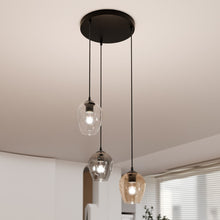 ISTAR 3-Lichts Hanglamp – Zwart Staal met Mix Glazen Kappen