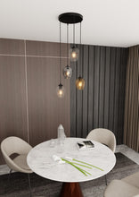 ISTAR 4-Lichts Hanglamp – Zwart Staal met Mix Glazen Kappen