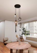 ISTAR 4-Lichts Hanglamp – Zwart Staal met Mix Glazen Kappen