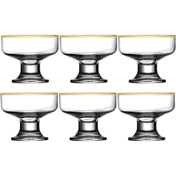 Pasabahce Ice Ville Golden Touch ijscoupes – set van 6 glazen schaaltjes met gouden rand