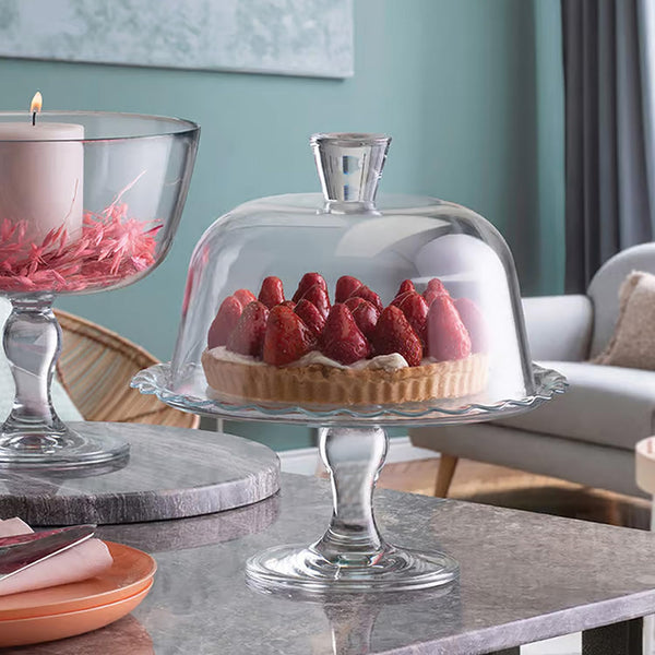 Pasabahce PETITE PATISSERIE – Glazen Taartplateau op Voet met Deksel – detailfoto 2