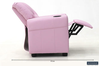 Kinder Relaxfauteuil RENÉE – Manueel verstelbare mini relaxstoel in roze PU