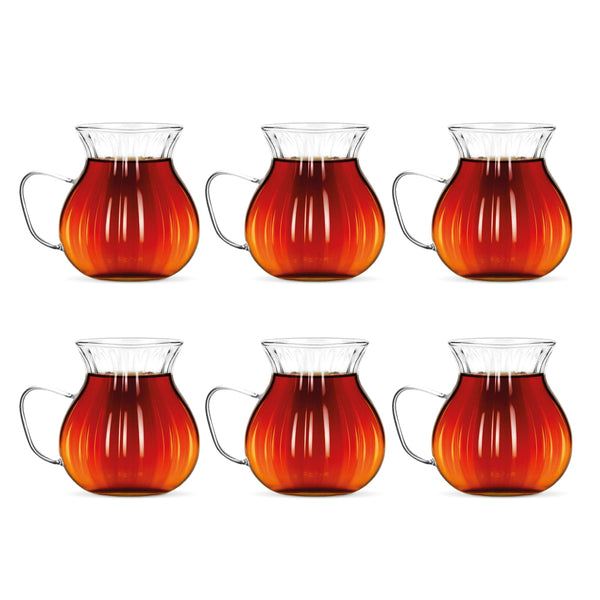Trendy Linea Turkse theeglazen met handvat 200 ml – 6 stuks – detailfoto 2