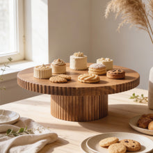 Acaciahouten taartplateau op voet Ø30x10 cm - houten serveerschaal op voet - Acora collectie