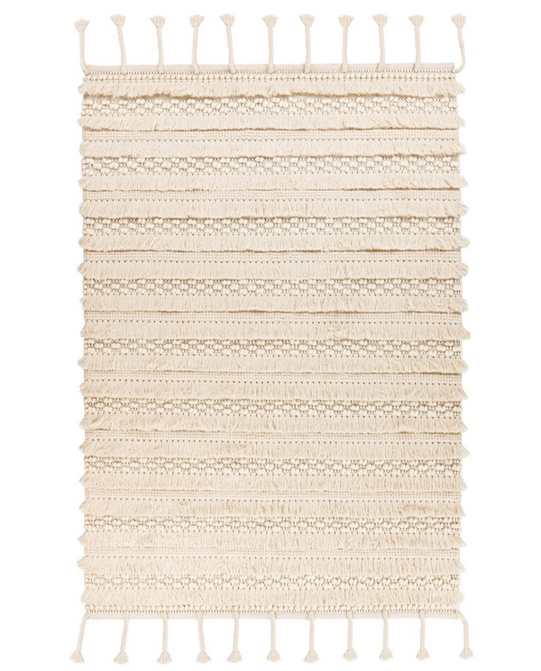 Handgemaakt wollen vloerkleed in Boho-stijl (Natural, 160 × 230 cm)