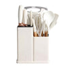 19-delige keukengerei set – Off-white/Crème – Inclusief houder & snijplank