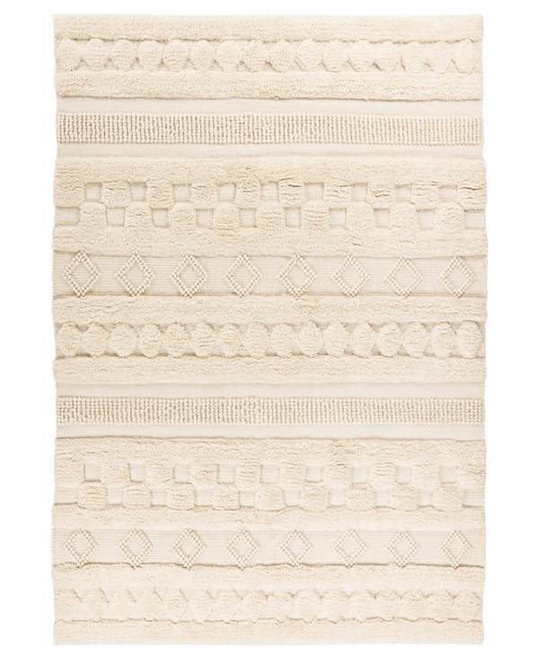 Handgemaakt wollen vloerkleed in Boho-stijl (Natural, 200 × 290 cm)