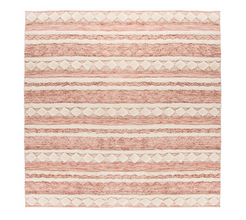 Handgemaakt wollen vloerkleed in Boho-stijl (Roze/Crème, 200 × 200 cm)