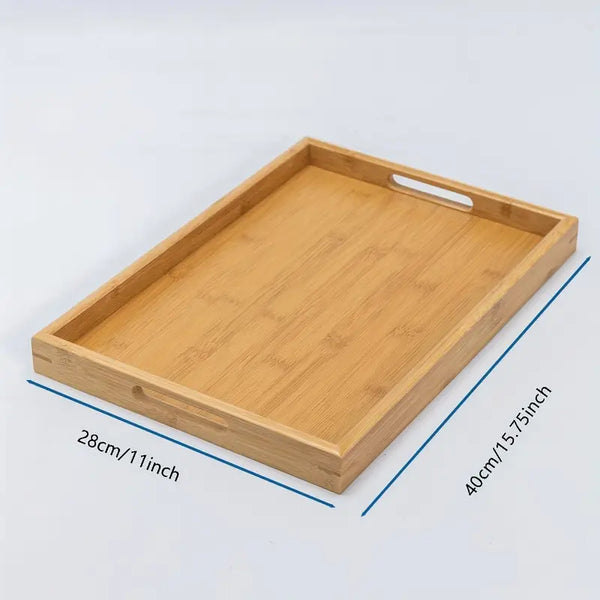 Bamboe Houten Dienblad M – 28 x 40 cm, Met Handgrepen – detailfoto 2