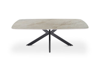 Salontafel Apollo 130 cm Deens ovaal steen beige – luxe design koffietafel met metalen onderstel
