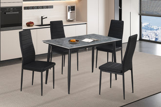 Eettafel KENZO – Rechthoekige eettafel 120 cm in grijs steenlook met metalen poten