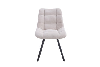 Eetkamerstoel LIZZY – Comfortabele stoffen stoel met metalen poten in beige