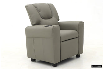 Kinder Relaxfauteuil RENÉE – Manueel verstelbare mini relaxstoel in grijs PU