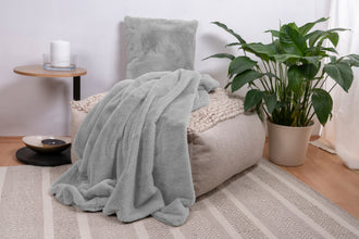 Fluffy Dekenset 2-delig – Grijs – Super Zacht & Comfortabel