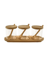 Voorraadglazen met Houten Houder, Deksel en Lepel – Set van 3 (300 ml per stuk)
