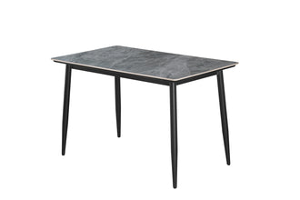 Eettafel KENZO – Rechthoekige eettafel 120 cm in grijs steenlook met metalen poten