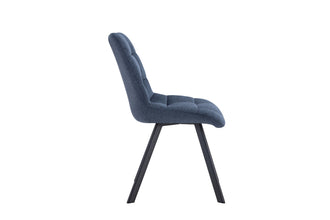 Eetkamerstoel LIZZY – Comfortabele stoffen stoel met metalen poten in blauw