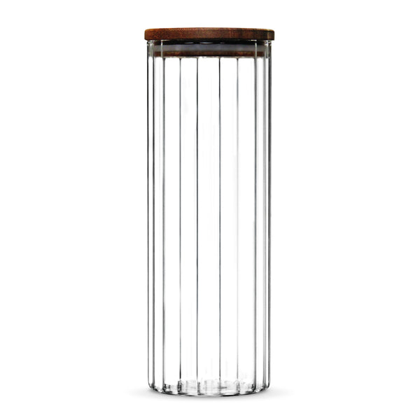 Borosilicaatglas opbergpot Linea 1500 ml met acaciahouten deksel