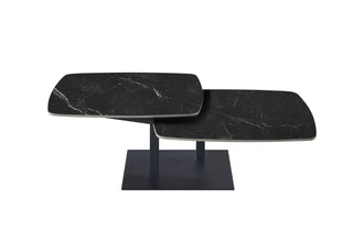 Salontafel Sendai draaibaar zwart marmerlook steen – moderne design koffietafel
