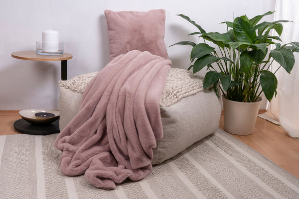 Fluffy Dekenset 2-delig – Roze – Super Zacht & Comfortabel