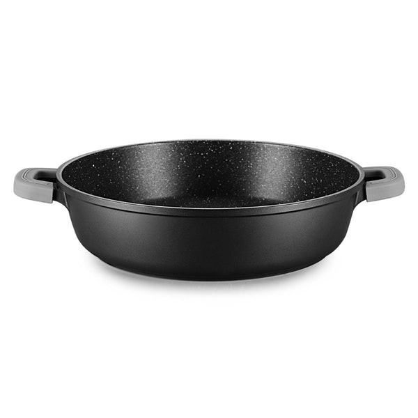 Ferveo Omega braadpan – Ø28 cm – met glazen deksel en marmercoating – zwart