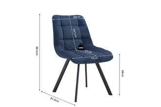 Eetkamerstoel LIZZY – Comfortabele stoffen stoel met metalen poten in blauw