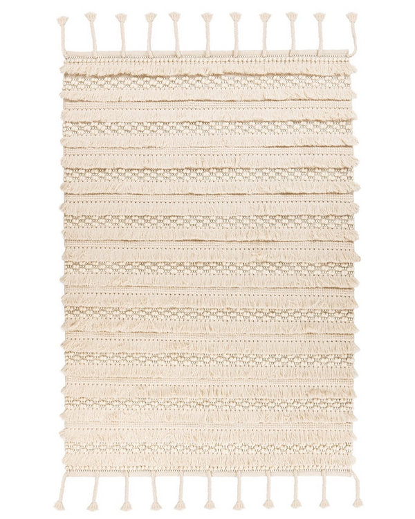Handgemaakt wollen vloerkleed in Boho-stijl (Natural, 200 × 290 cm)