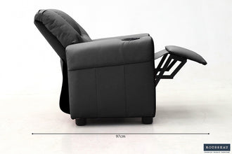 Kinder Relaxfauteuil RENÉE – Manueel verstelbare mini relaxstoel in zwart PU